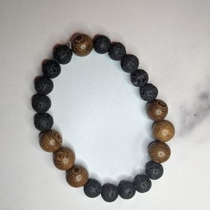 Handcrafted wooden and lava bracelet
